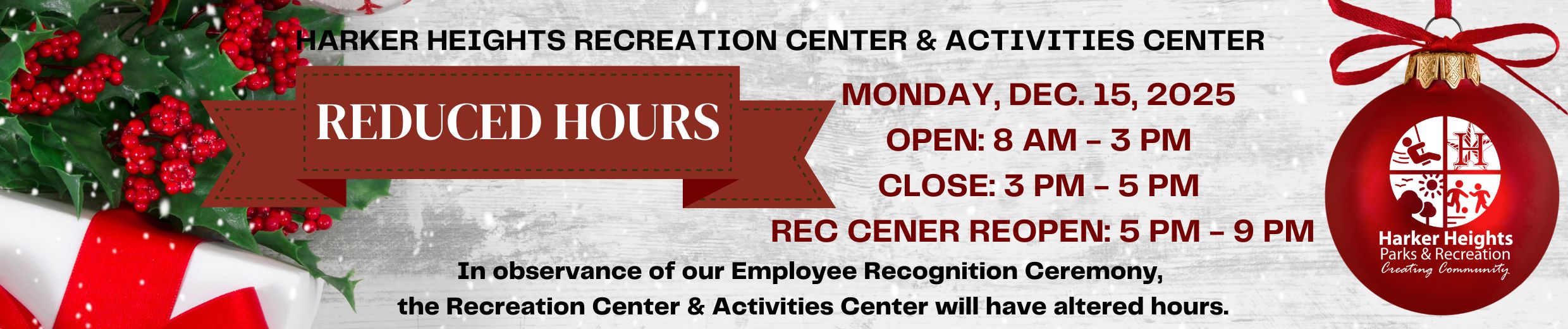 Reduced Hours Dec. 15a