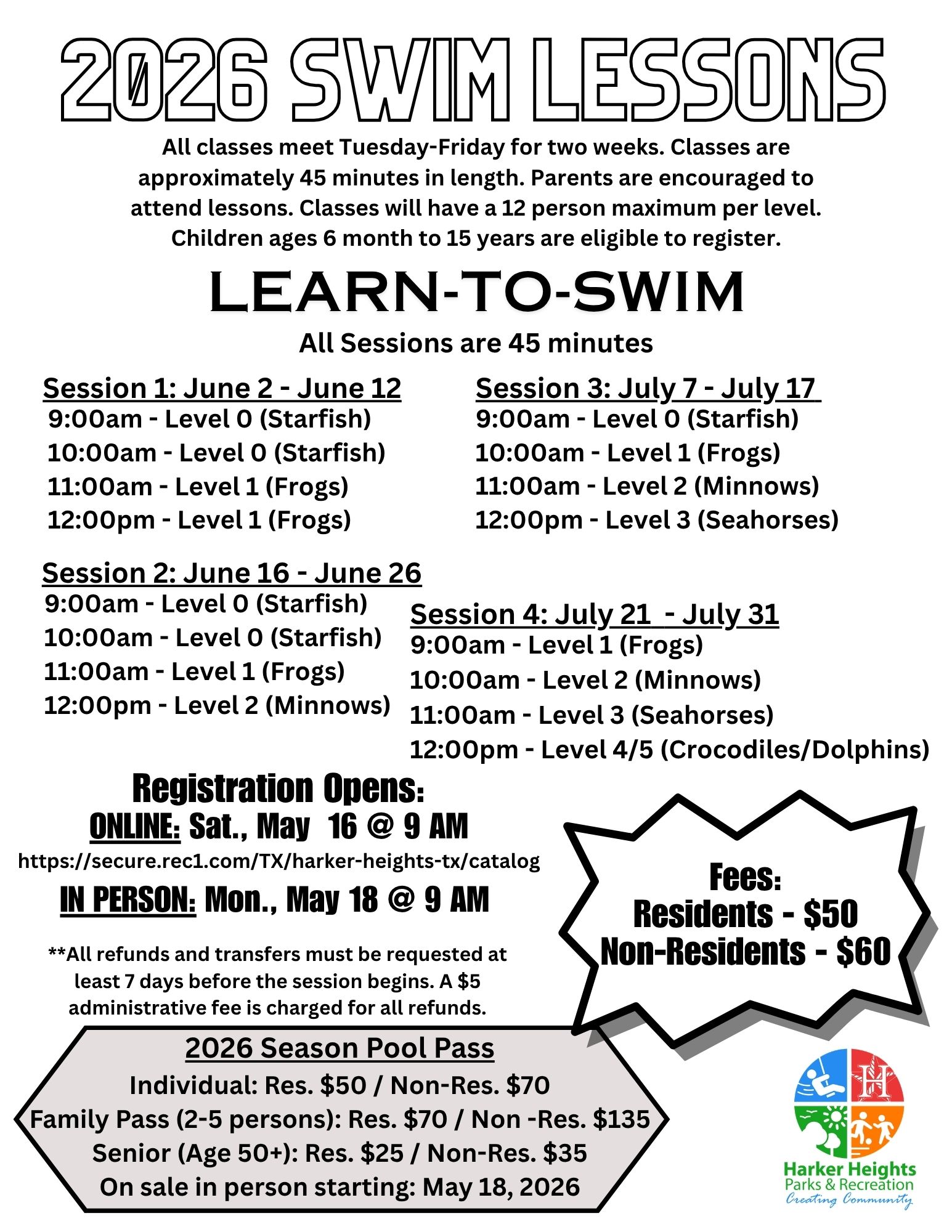 2026 Swim Lessons Flyer Pg. 1A