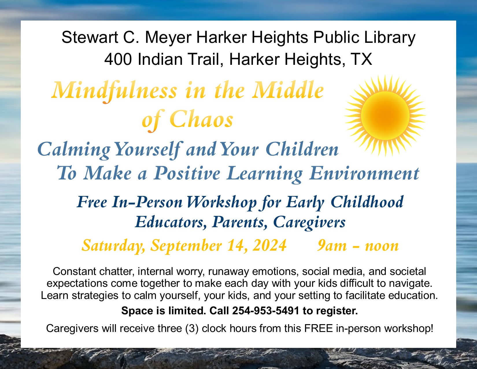mindfulness in chaos caregiver parent workshop