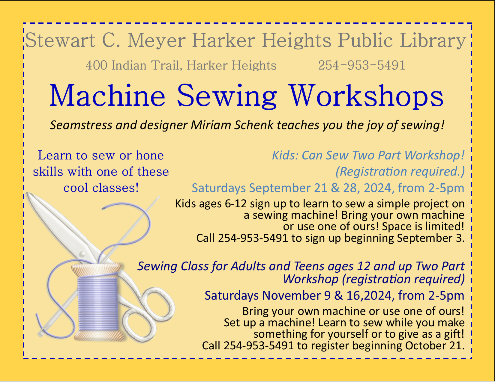 sewing workshops fall 2024 new